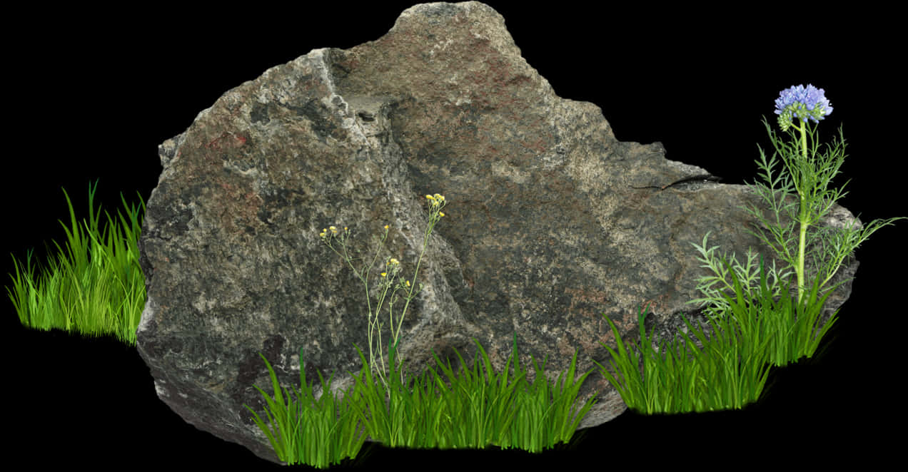Rockwith Floraon Black Background PNG with transparent background
