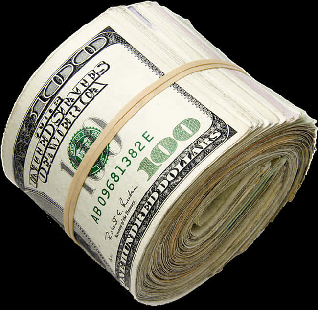Rolled Hundred Dollar Bills Bundle PNG image with a transparent background, free high-resolution download