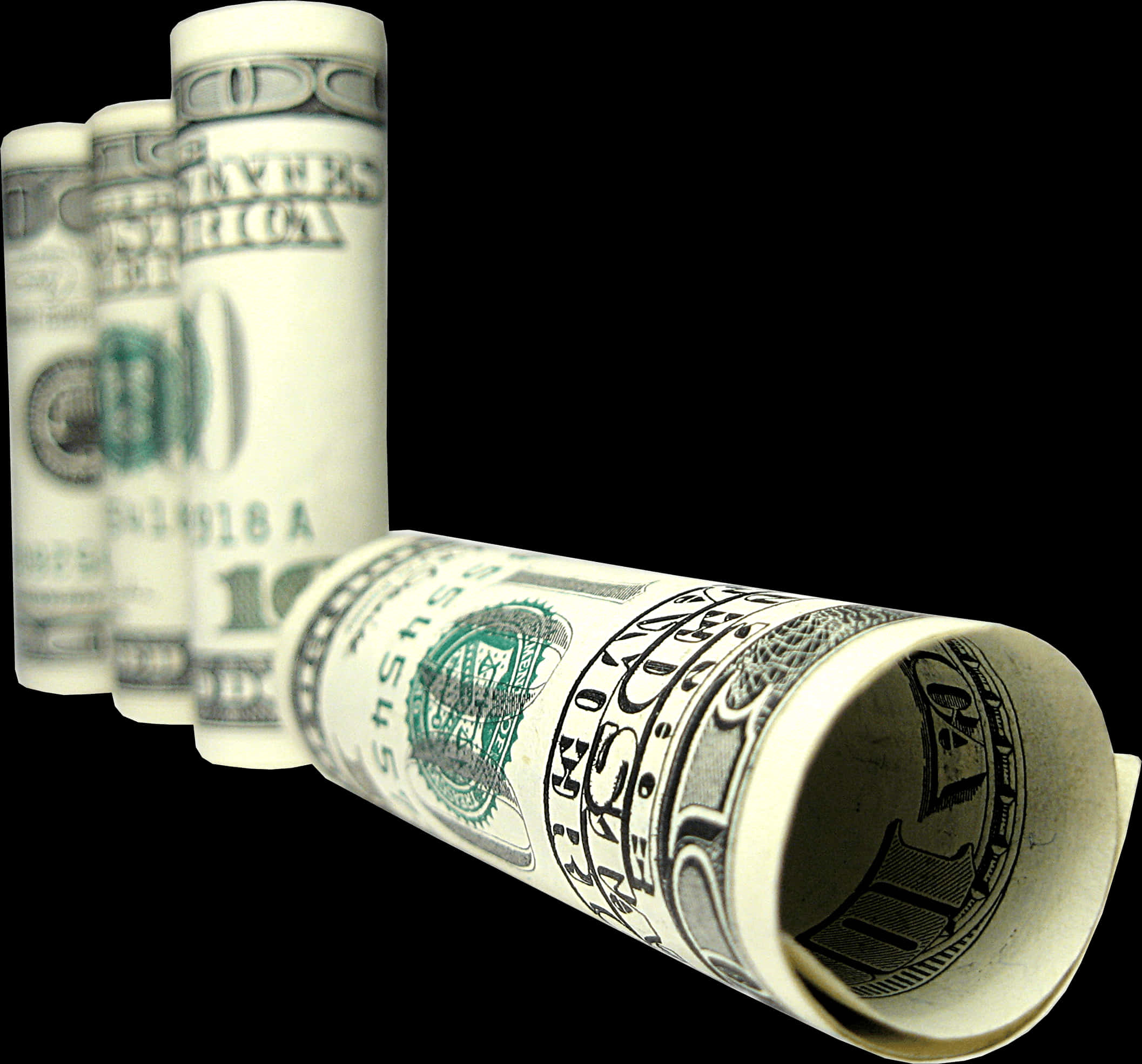 Rolled U S Dollar Bills PNG image with a transparent background, free high-resolution download