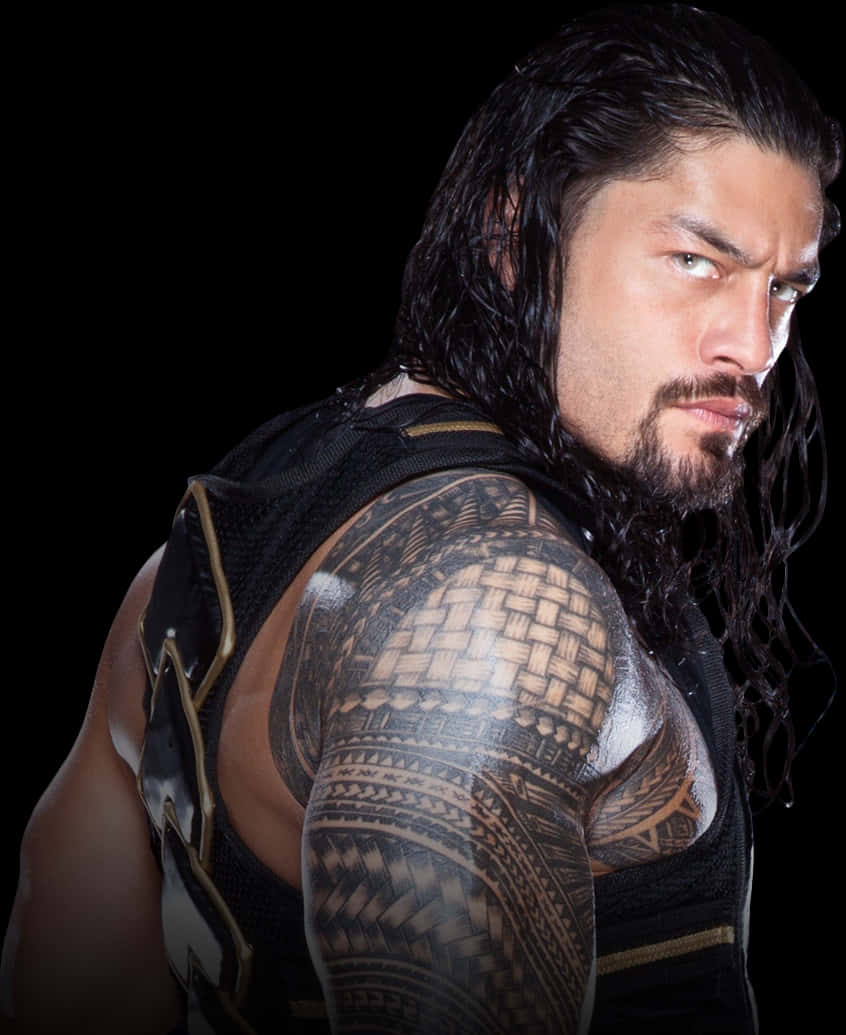 Roman Reigns Intense Stare Portrait