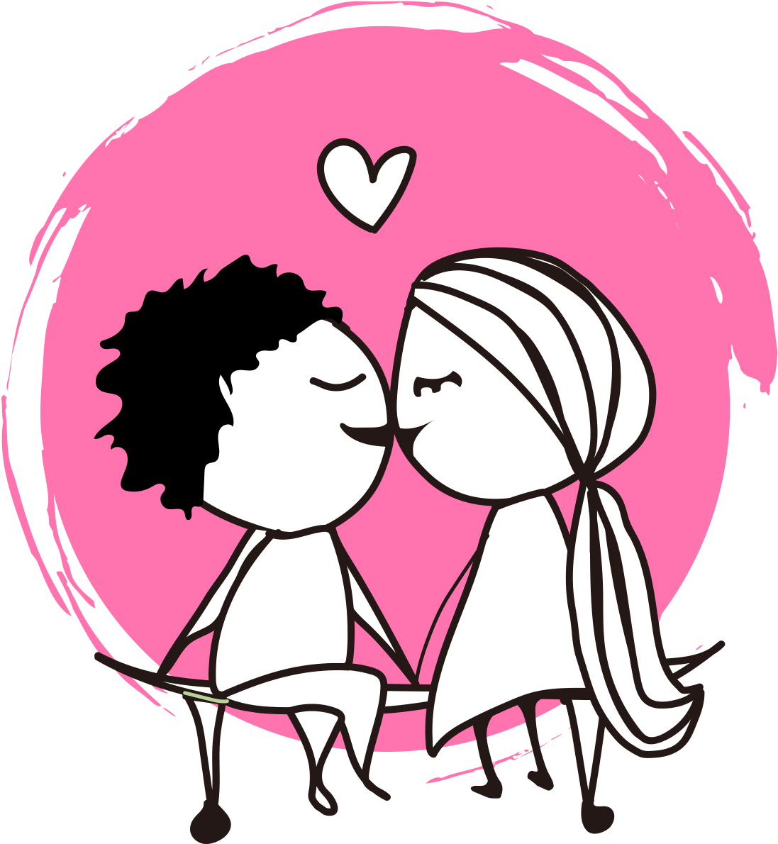 Romantic Cartoon Couple Love Heart Background