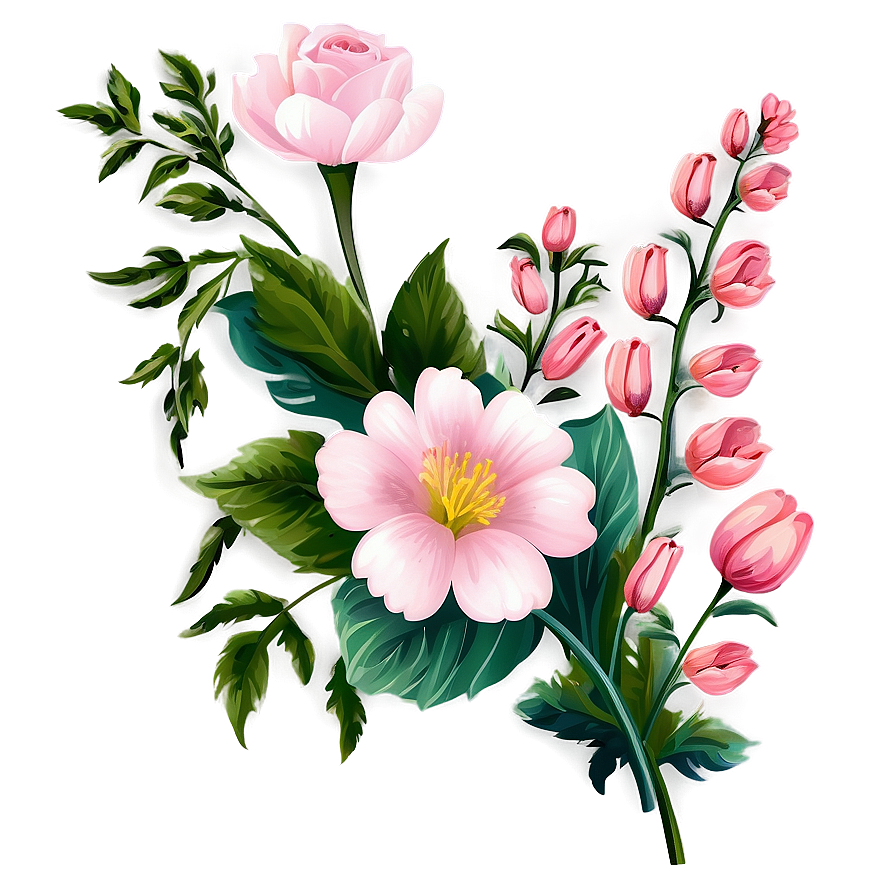 Romantic Corner Flower Clipart Png 06272024