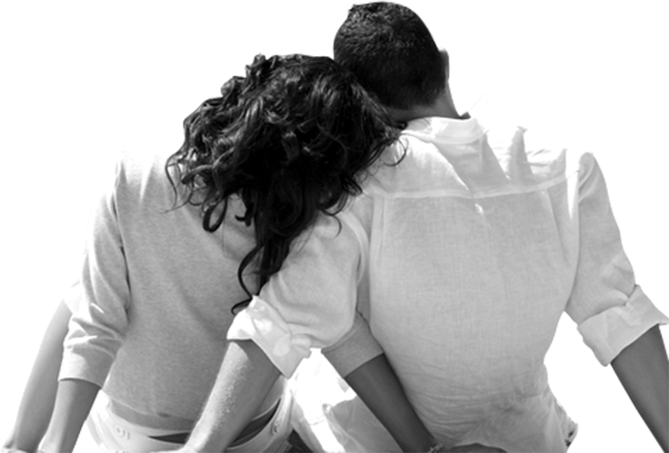 Romantic Couple Embrace Back View