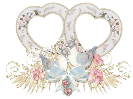 Romantic Dove Heart Frame