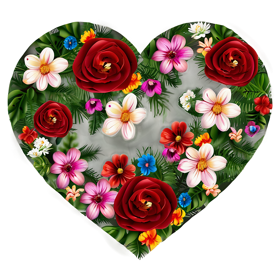 Romantic Floral Heart Png 05062024