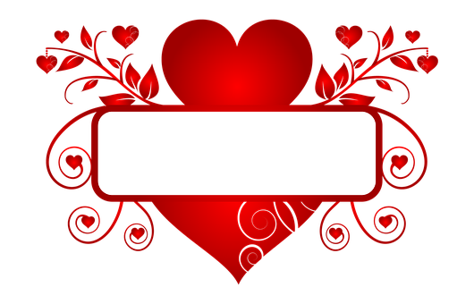 Romantic Heart Banner Design PNG with transparent background