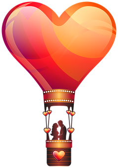 Romantic Hot Air Balloon PNG with transparent background