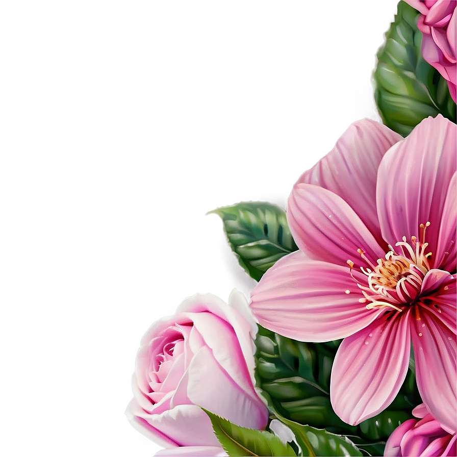 Romantic Pink Flowers Png Cyb