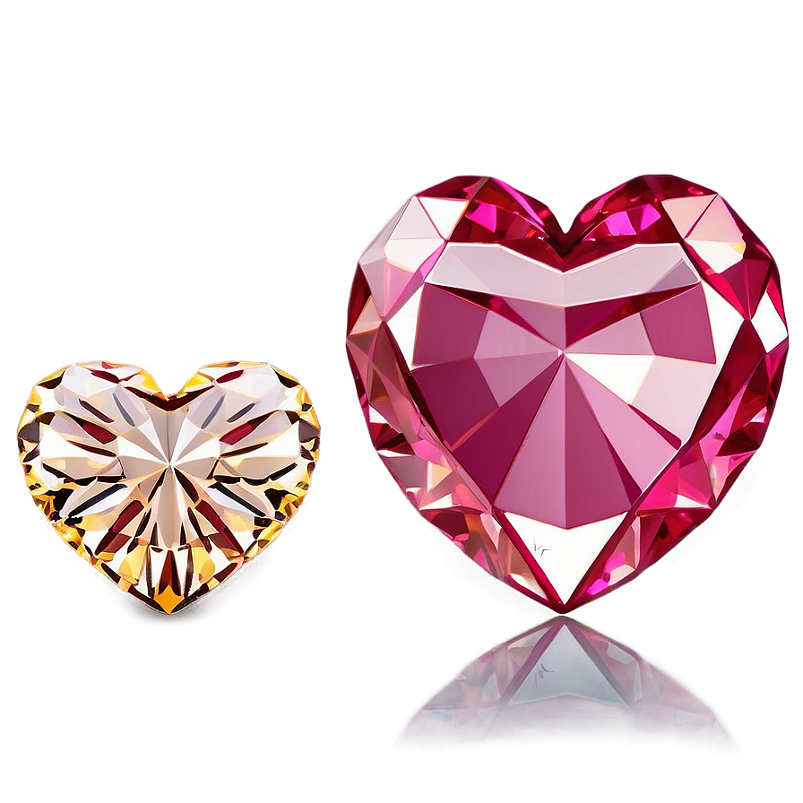 Romantic Pink Heart Diamond Design Png 10