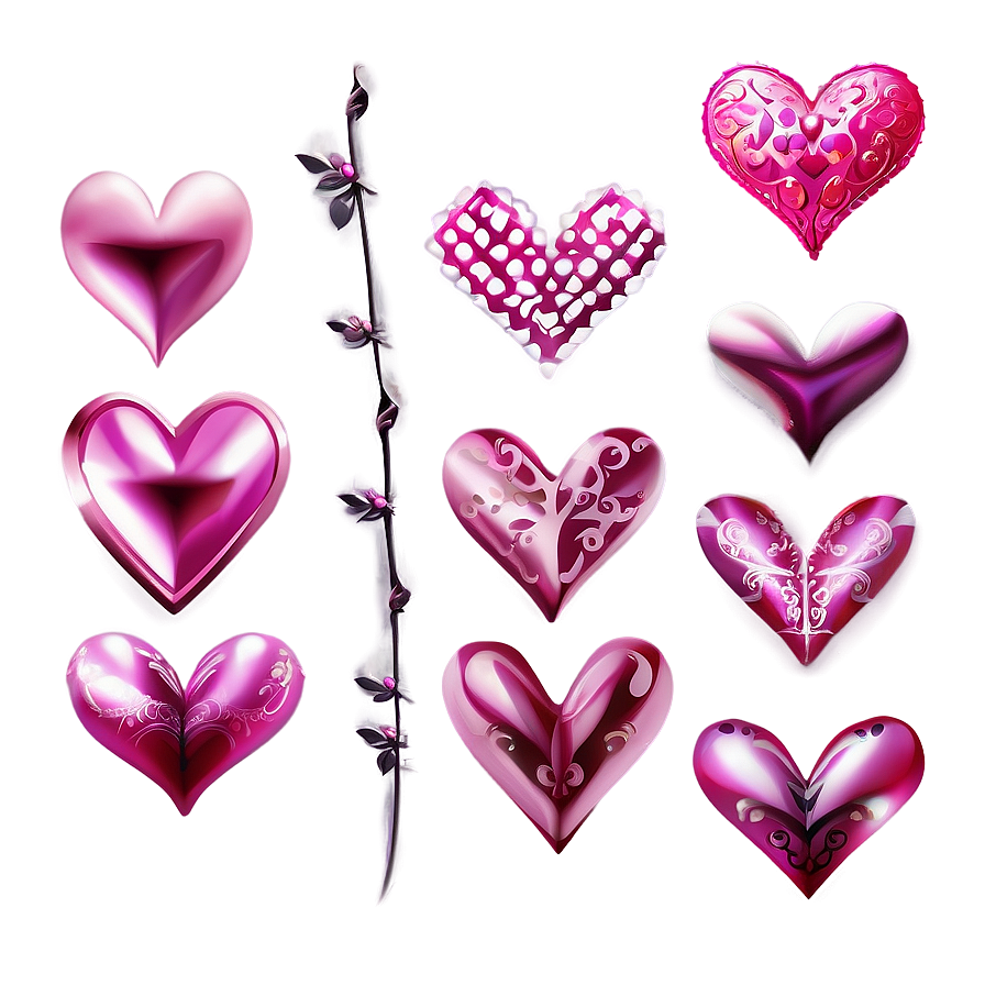 Romantic Pink Hearts Png 38