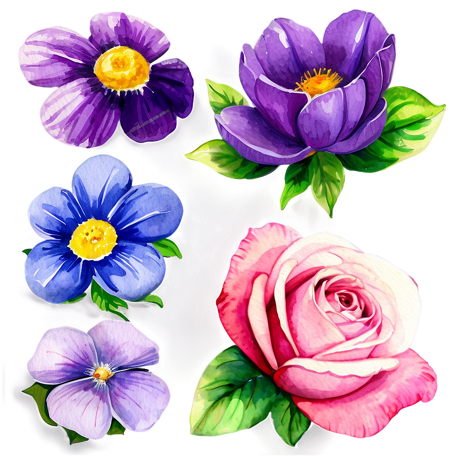 Romantic Watercolor Flowers PNG 05252024 PNG with transparent background