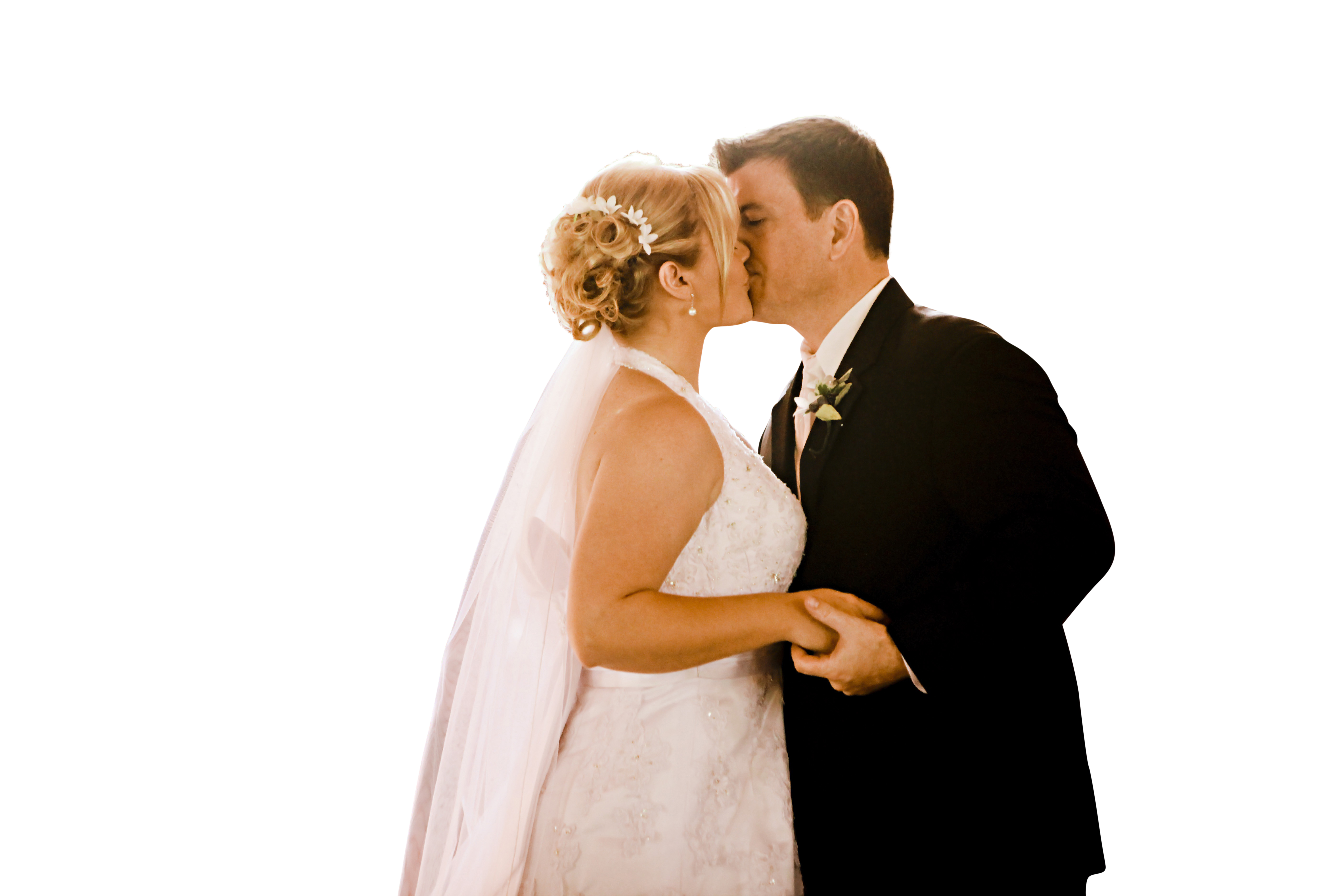 Romantic Wedding Kiss Black Background PNG with transparent background