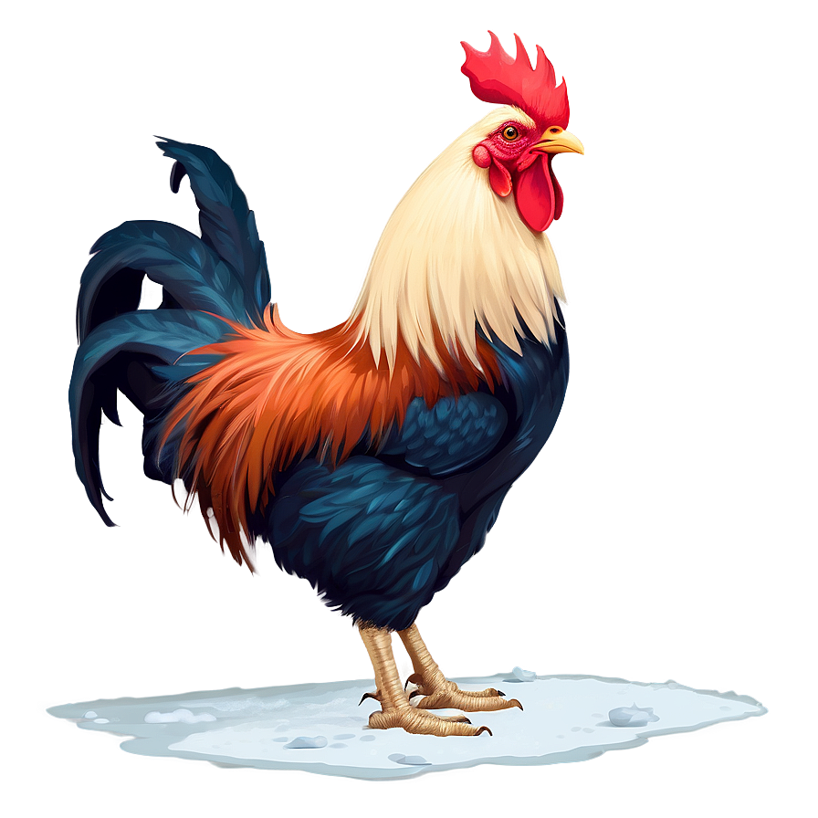 Rooster In Snow Scene Png Qfc85