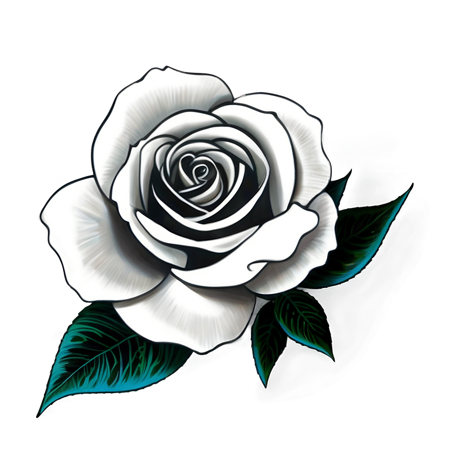 Rose Black And White Tattoo Design Png 86