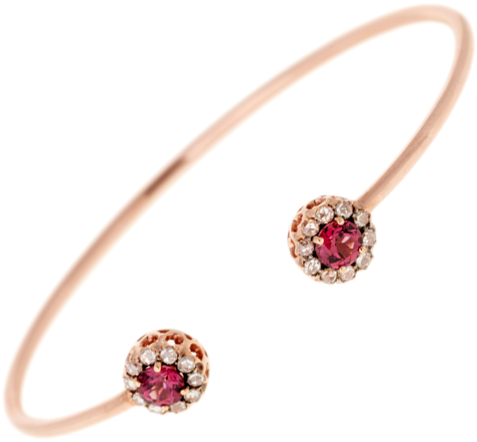 Rose Gold Banglewith Pink Gemstones