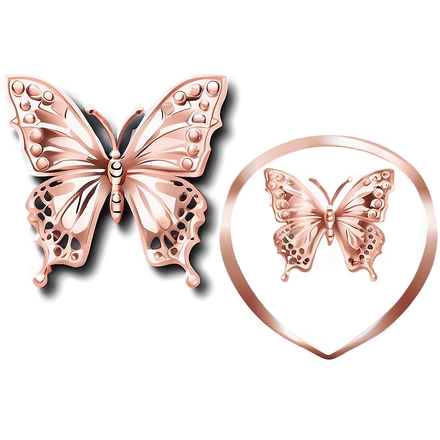 Rose Gold Butterfly Jewelry Png 06282024