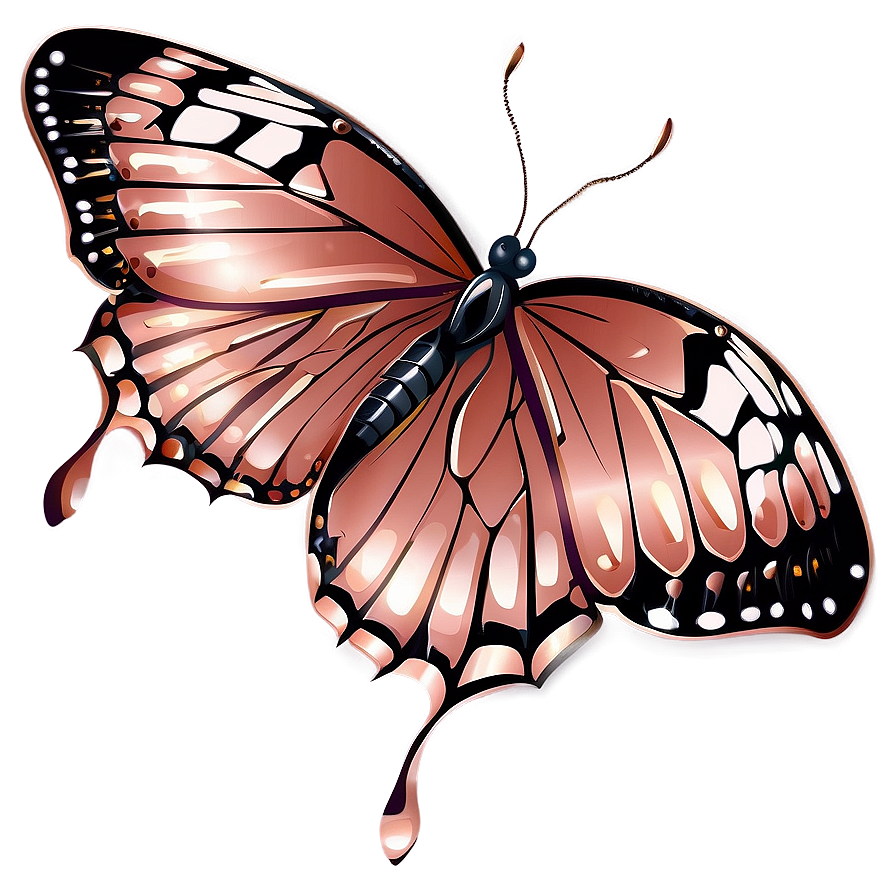 Rose Gold Butterfly Vector Png 06282024