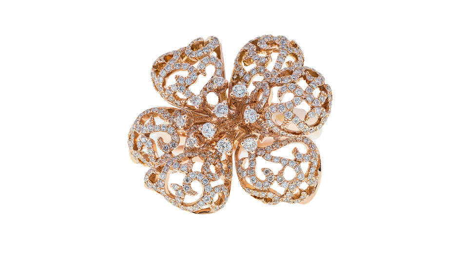 Rose Gold Diamond Butterfly Ring PNG with transparent background
