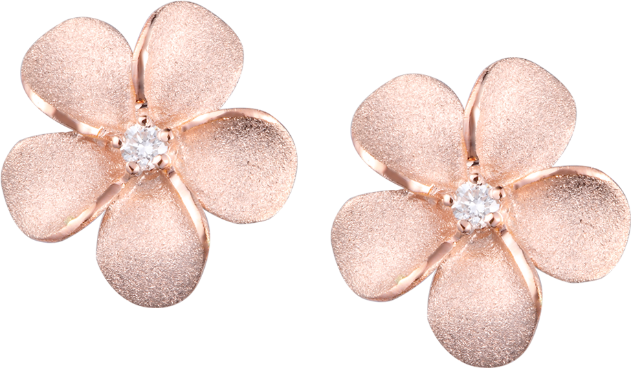 Rose Gold Flower Earringswith Diamonds