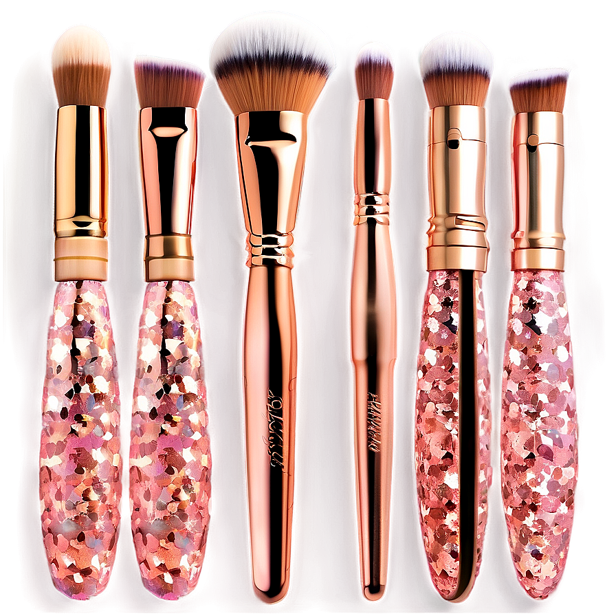 Rose Gold Glitter Makeup Brushes Png 47