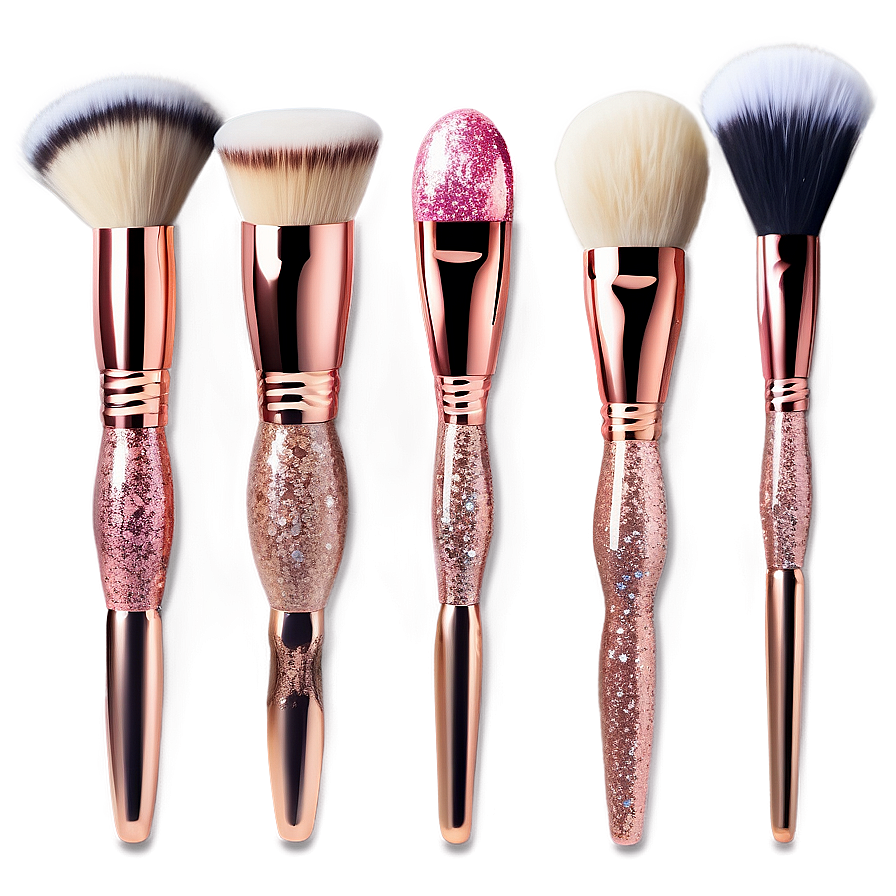 Rose Gold Glitter Makeup Brushes Png 7