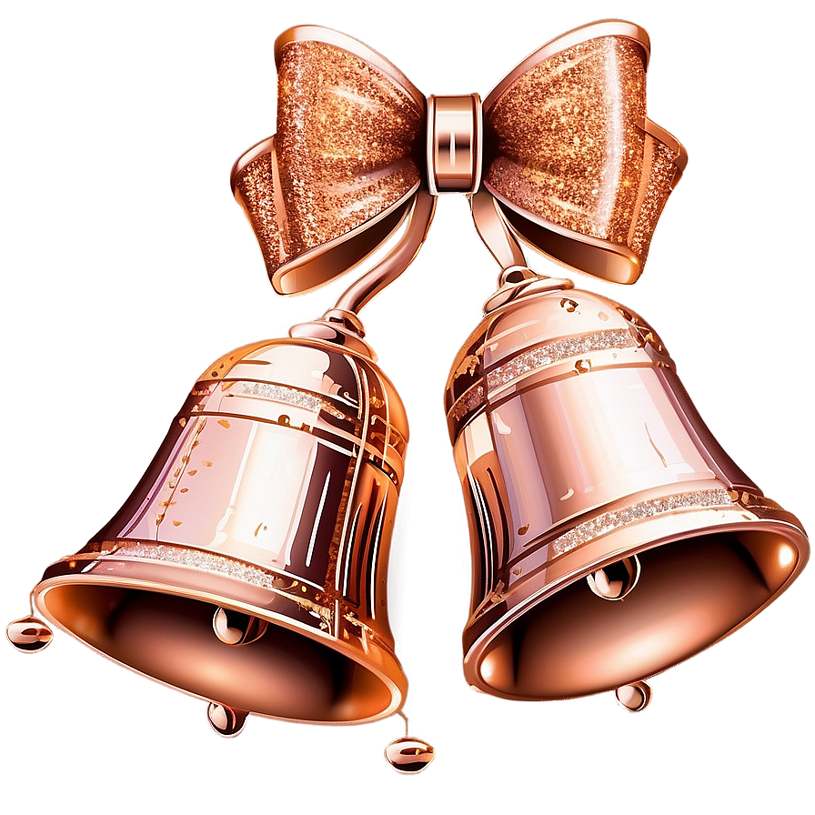 Rose Gold Glitter Wedding Bells Png Bss27