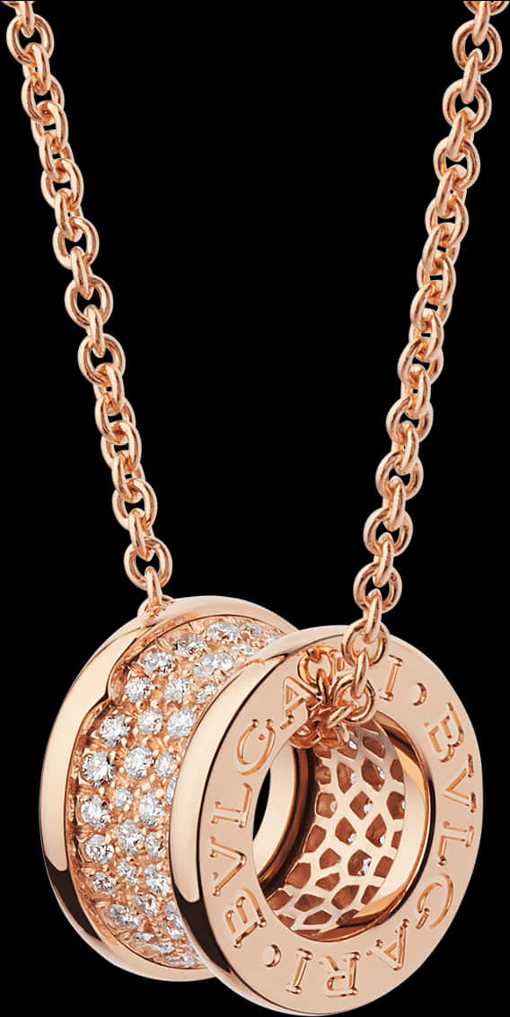 Rose Gold Pendant Necklace PNG with transparent background