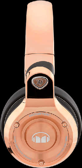 Rose Gold24 K Headphones PNG with transparent background
