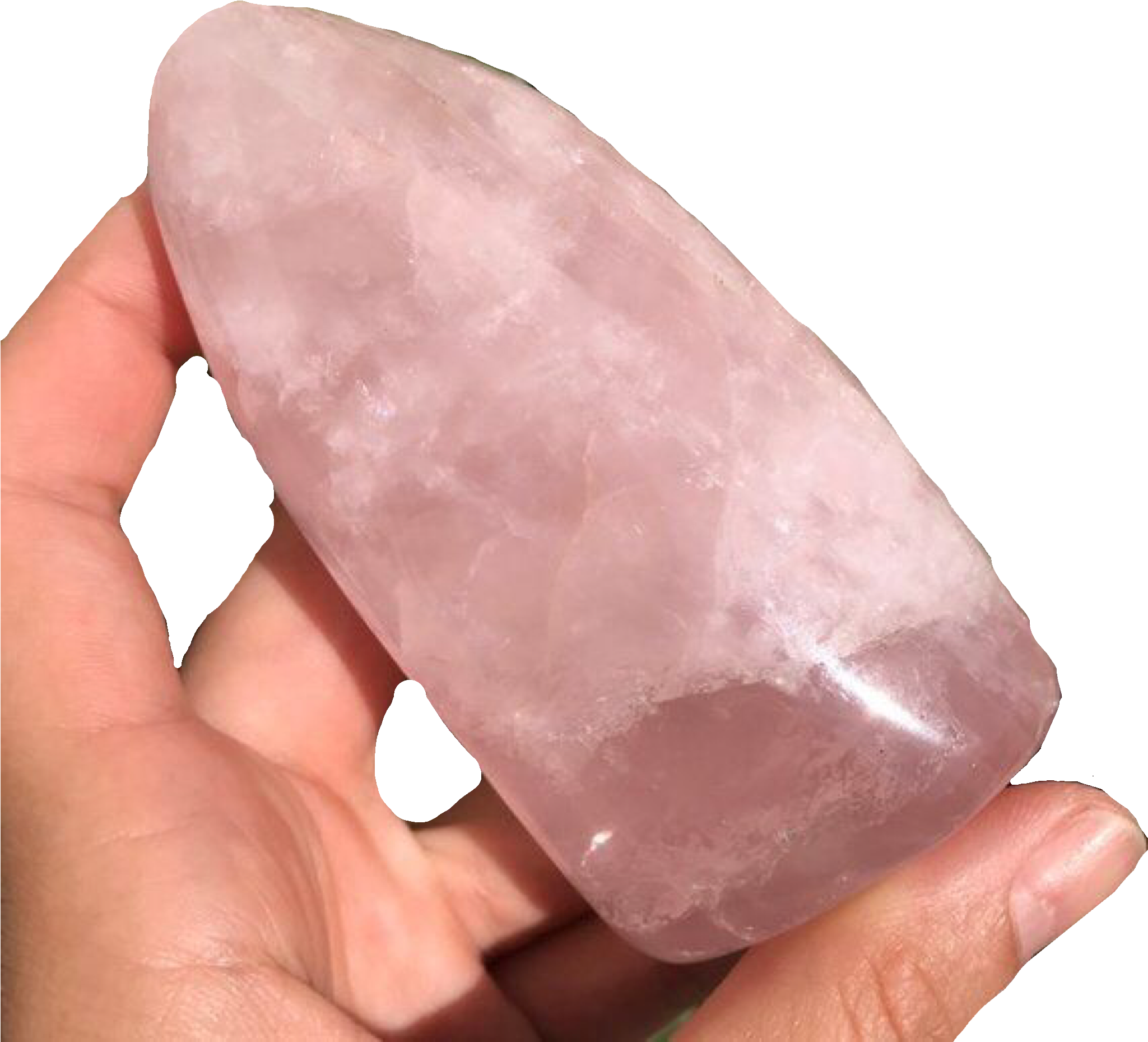 Rose Quartz Crystalin Hand