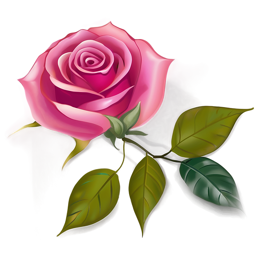 Rose With Leaves Clipart Png 06272024