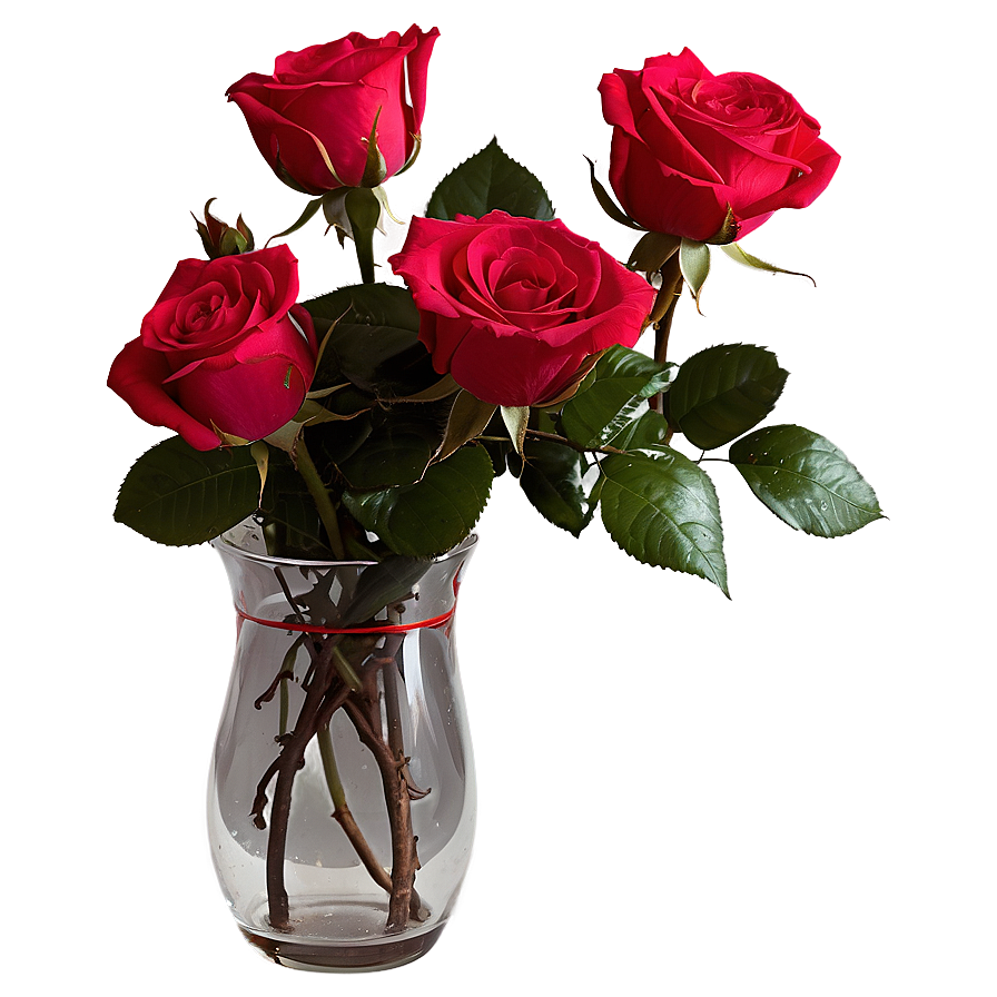 Roses In Glass Vase Png Sqf61