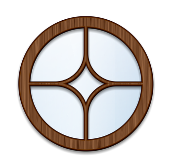 Round Wooden Frame Window PNG with transparent background