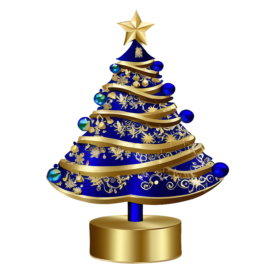 Royal Blue And Gold Christmas Tree Png 06282024