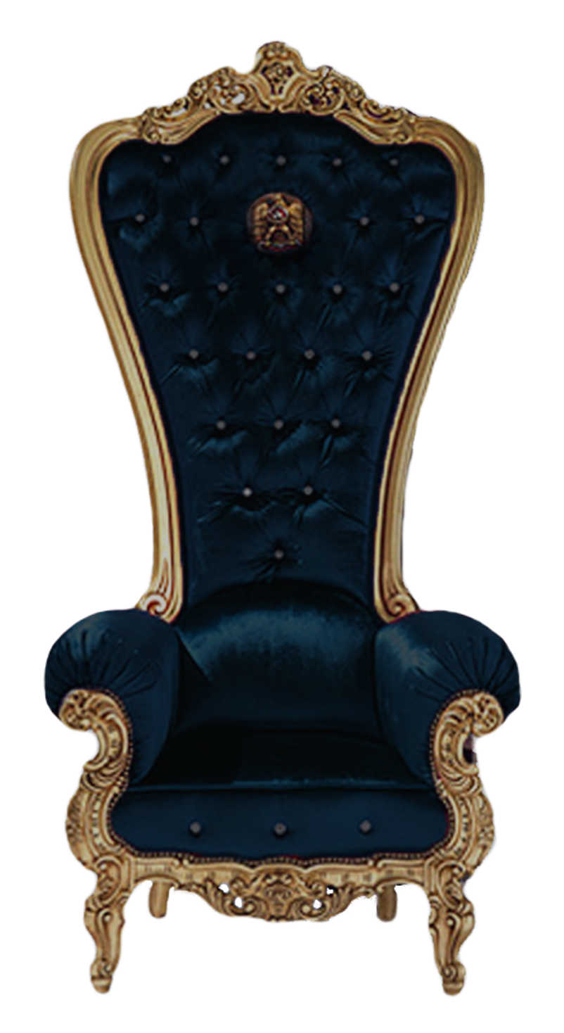 Royal Blue Gold Trimmed Throne Chair