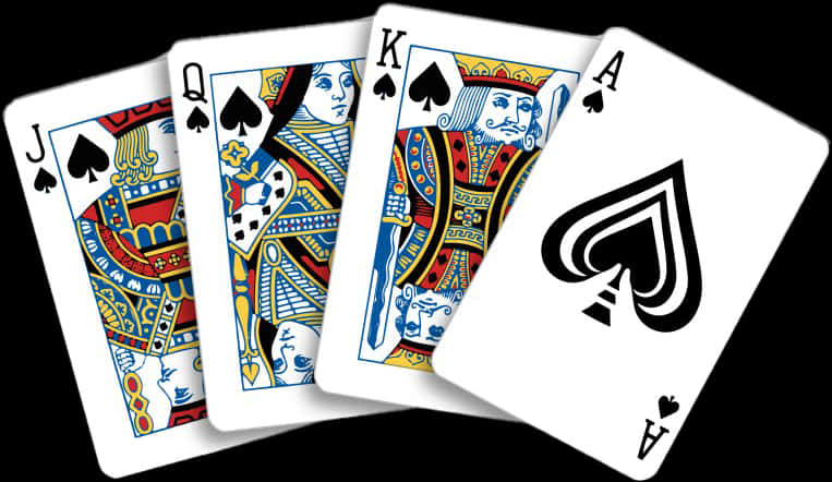 Royal Flush Spades Playing Cards PNG with transparent background