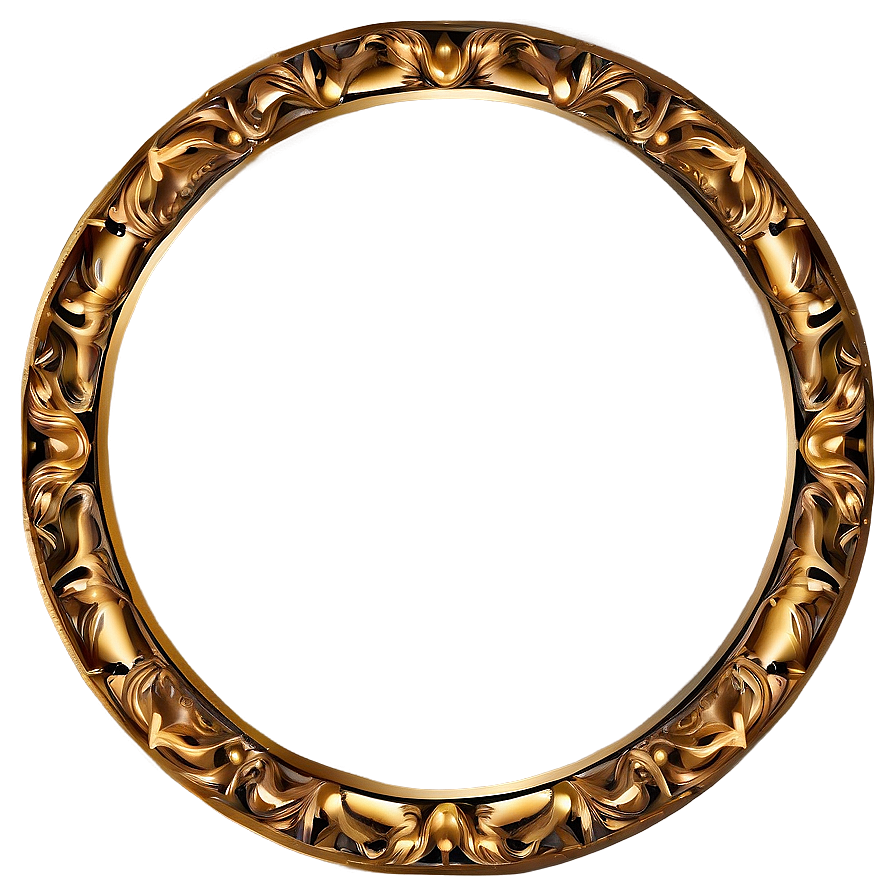 Royal Gold Circle Frame Design Png 6