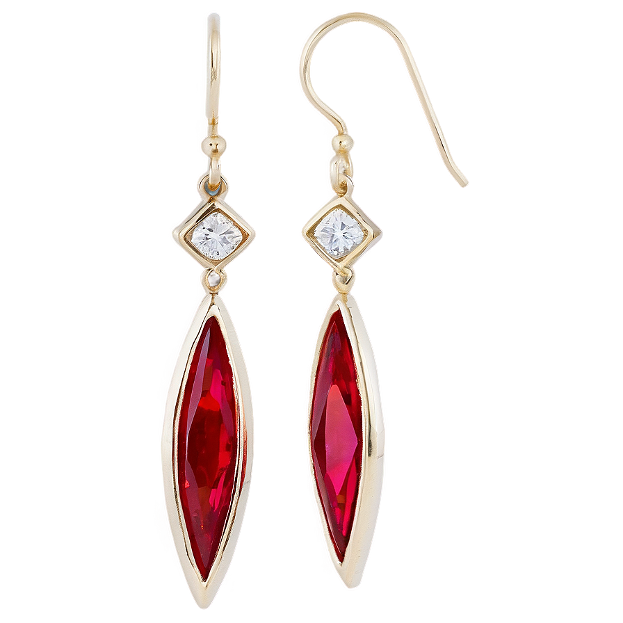 Ruby Red Earring Png Mwt