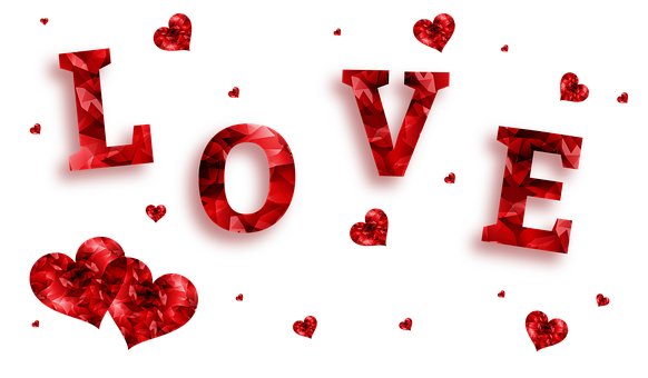 Ruby Red Love Heartsand Letters PNG with transparent background