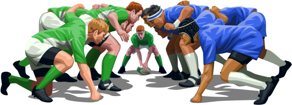 Rugby Scrum 2015 - Cartoon Clipart Rugby Scrum, HD Png Download PNG with transparent background