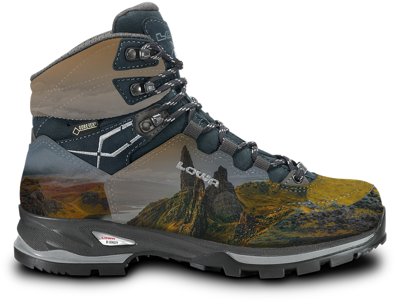 Rugged Hiking Boot Mountain Design