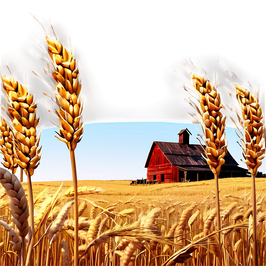 Rural Farmhouse Wheat Field Png Luf28