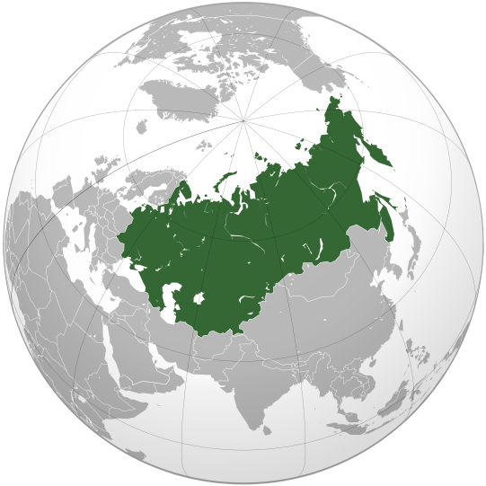 Russia Map Highlighted Global Projection