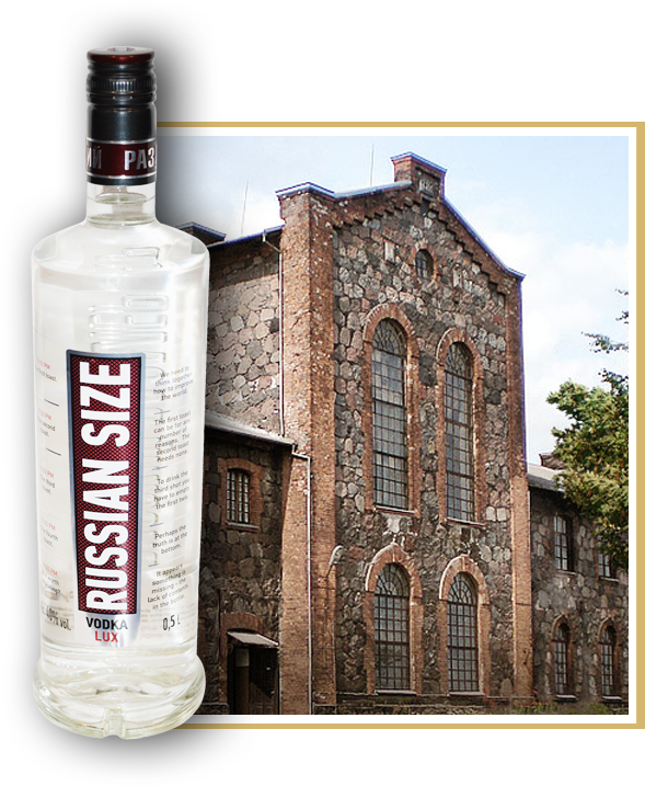 Russian Style Vodka Bottleand Distillery Building