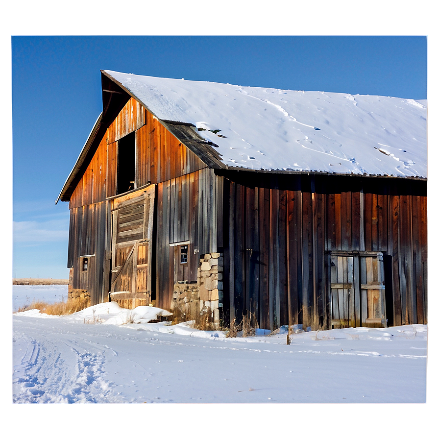 Rustic Barn In Snow Photo Png 11