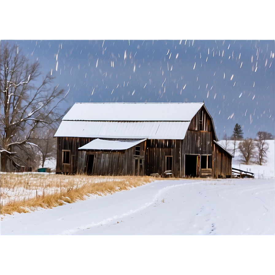 Rustic Barn In Snow Photo Png Dww59