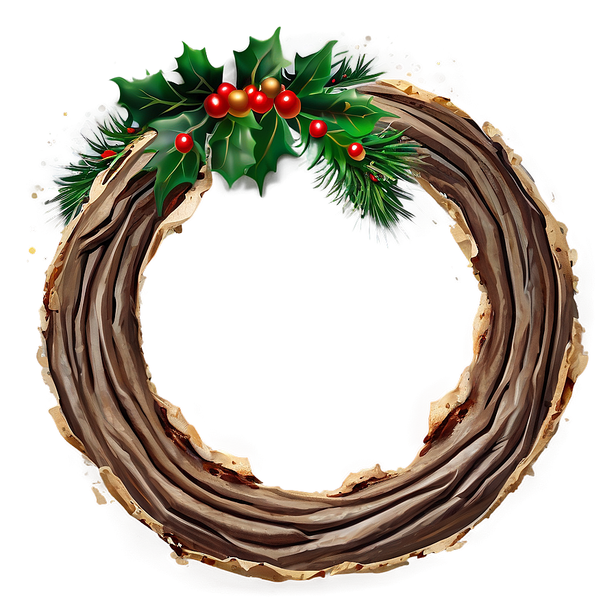 Rustic Christmas Wreath PNG 05232024 PNG image with a transparent background, free high-resolution download