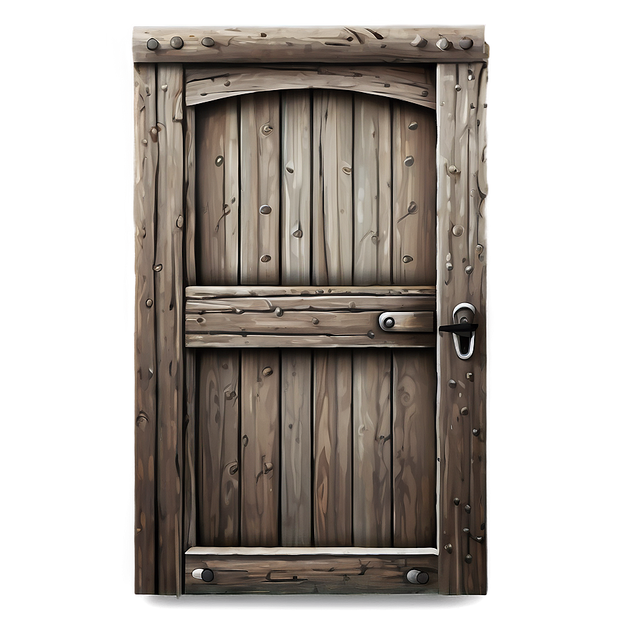 Rustic Closed Door Illustration Png Tei