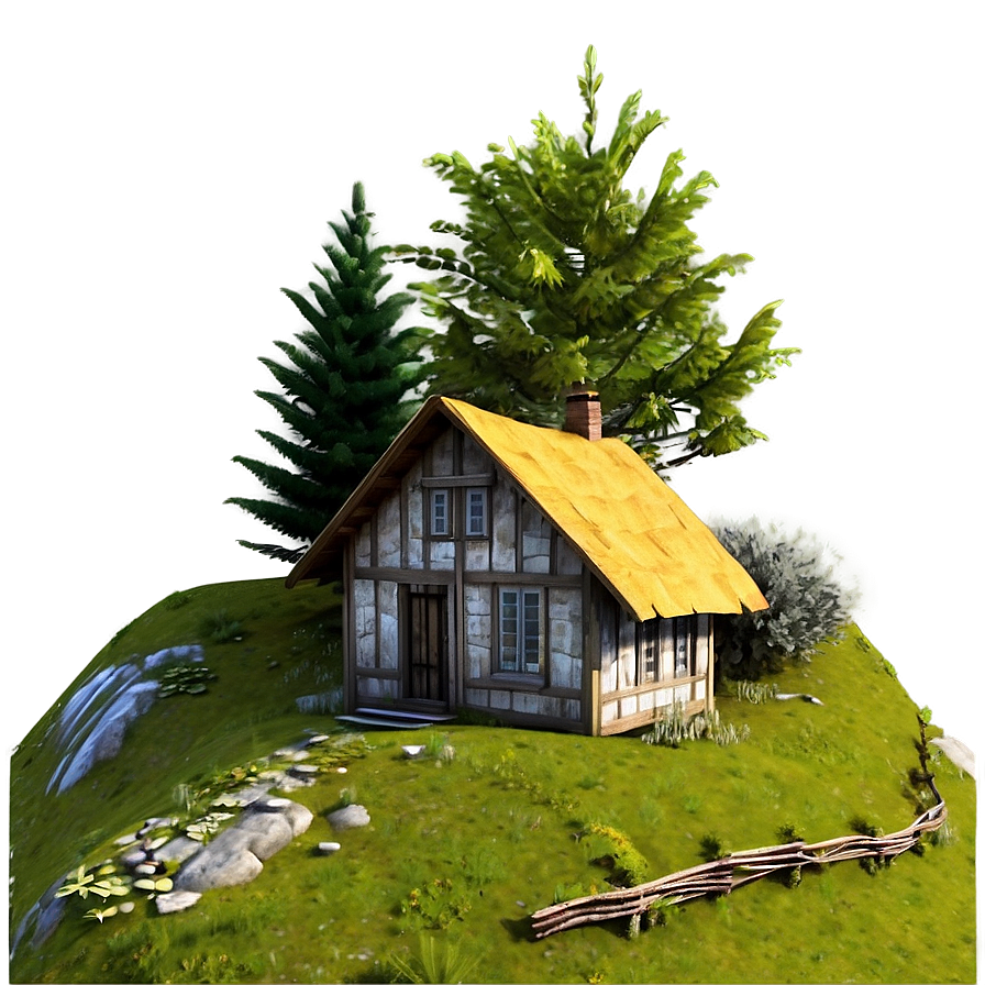 Rustic Cottage on a Hill PNG tim65 PNG image with a transparent background, free high-resolution download