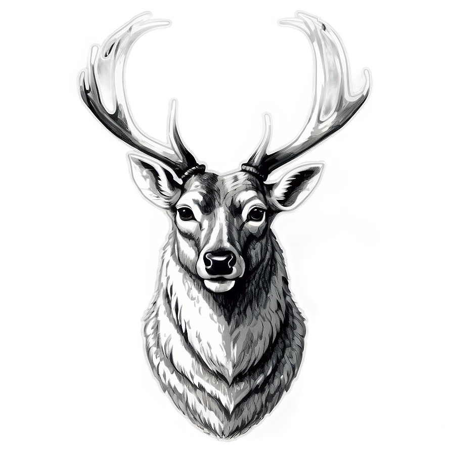 Rustic Deer Head Drawing Png Rqe1