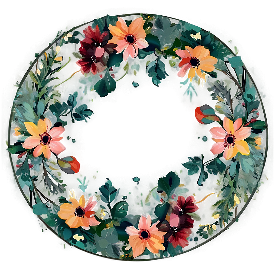 Rustic Flower Circle Png Kmu34